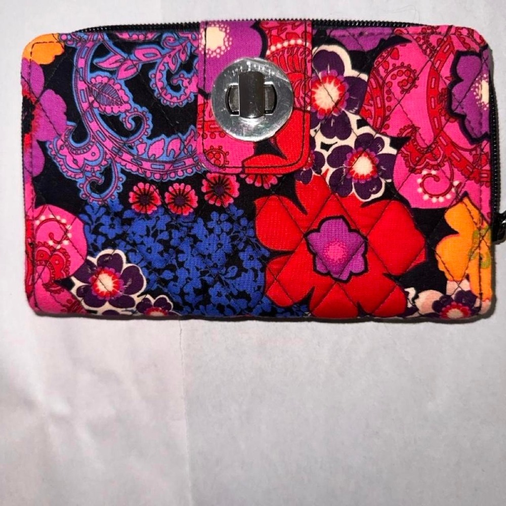 Vera Bradley Floral Fiesta Quilted Turnlock Wallet Clutch
